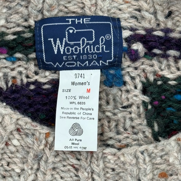Vintage Woolrich Sweater Women's Crewneck Pullover Geometric 100% Wool | M - Picture 6 of 7